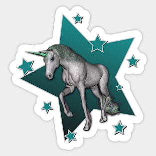 Teal Unicorn Stars Sticker